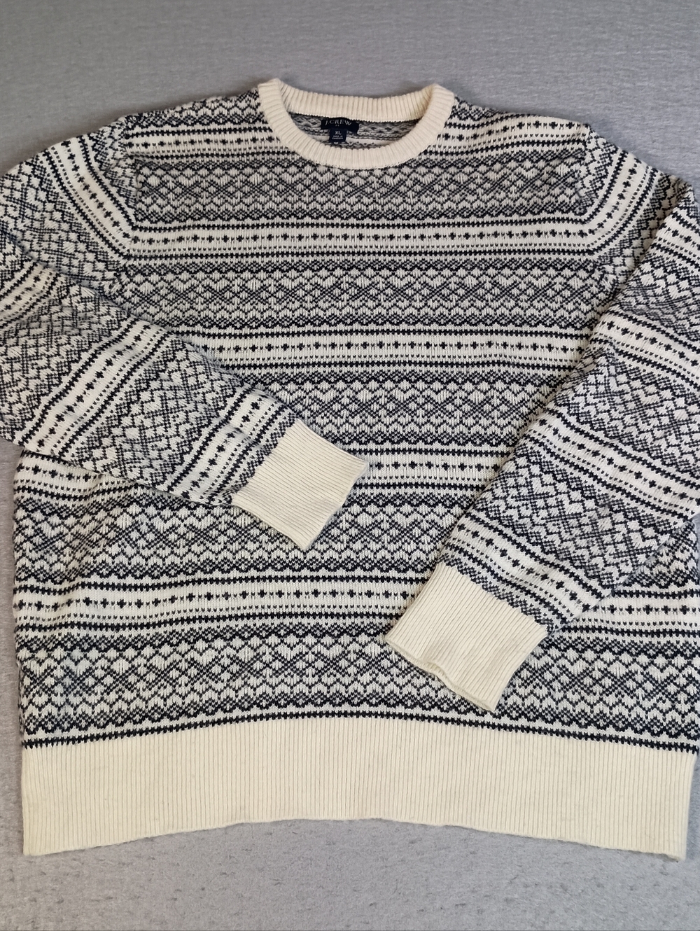 J. Crew Fair Isle Lambswool Blend Crew Neck Sweater Men's XL Cozy Warm Old Money